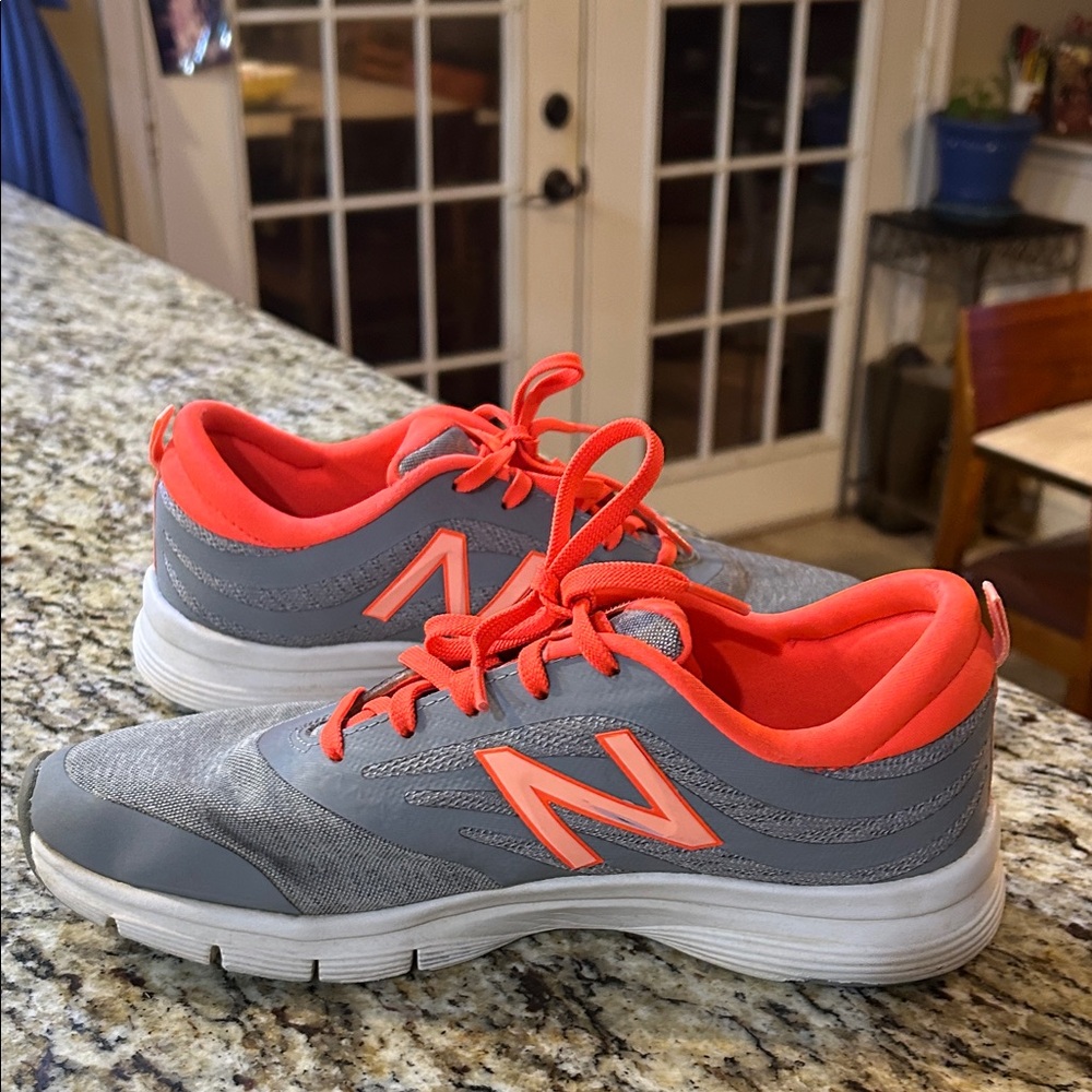 New Balance  715 Gray and Neon Orange Running Shoes